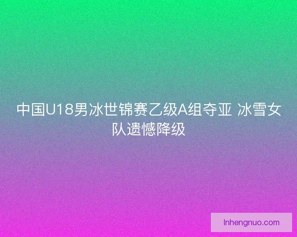中国U18男冰世锦赛乙级A组夺亚 冰雪女队遗憾降级 中国U18男冰世锦赛乙级A组夺亚 冰雪女队遗憾降级